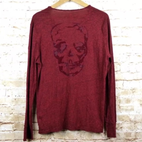 Zadig & Voltaire Tops - Zadig & Voltaire Red Skull Burnout LS Shirt